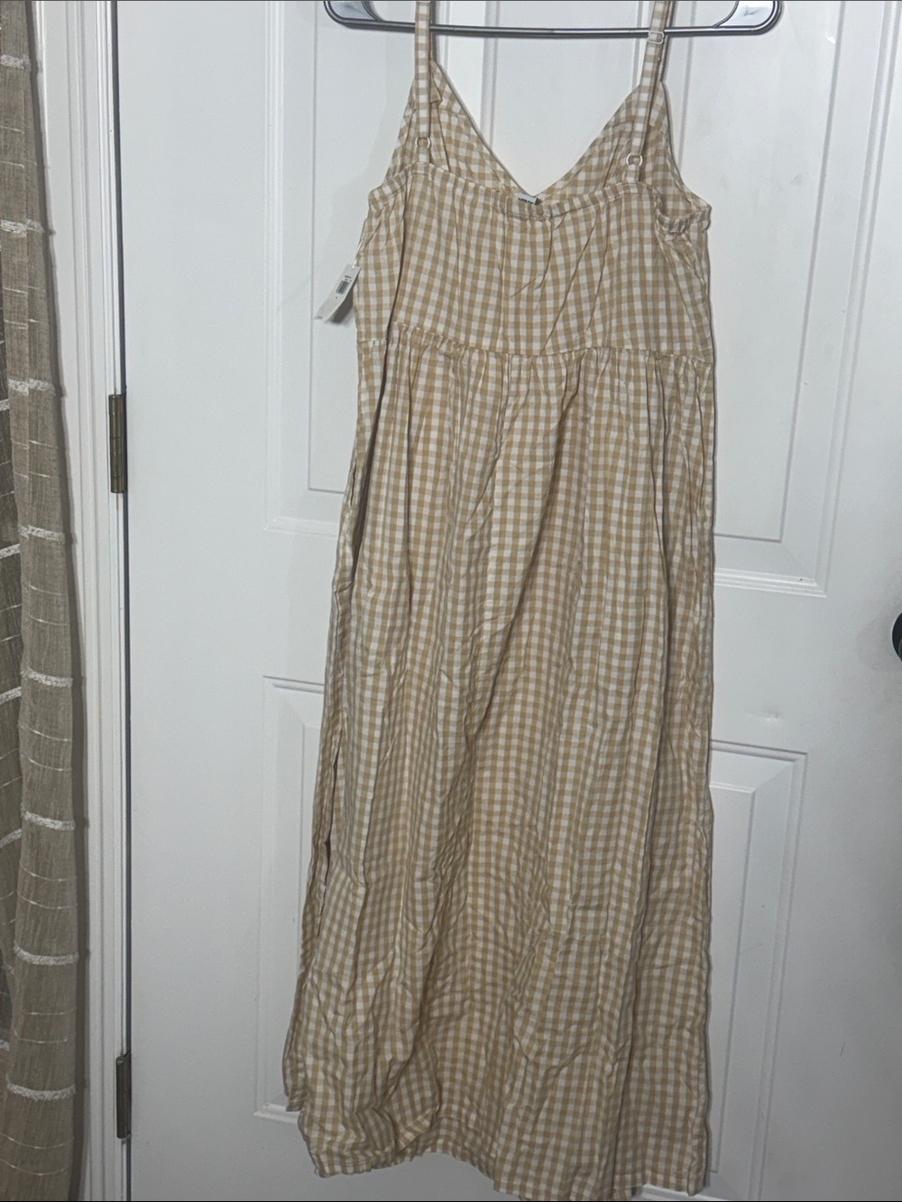 Old Navy Tan and White Gingham Maxi Dress - Picture 3 of 3